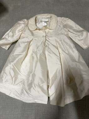 Biscotti Collezioni Girls Ivory Dress Coat with Lace Collar Size 2T